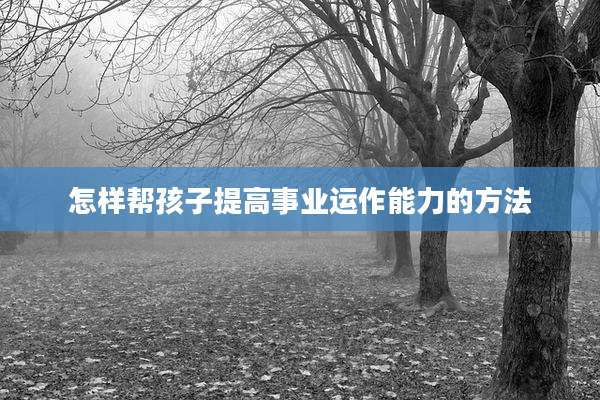 怎样帮孩子提高事业运作能力的方法