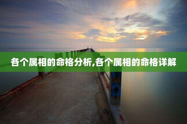 各个属相的命格分析,各个属相的命格详解
