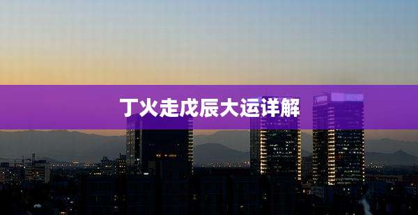 丁火走戊辰大运详解