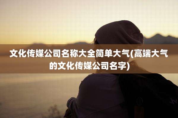 文化传媒公司名称大全简单大气(高端大气的文化传媒公司名字)
