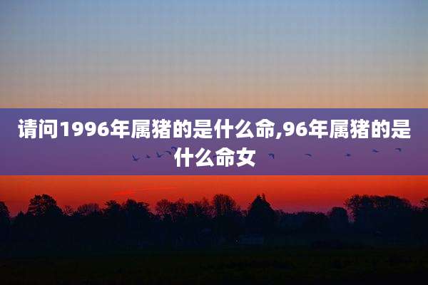 请问1996年属猪的是什么命,96年属猪的是什么命女