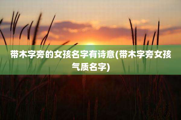 带木字旁的女孩名字有诗意(带木字旁女孩气质名字)