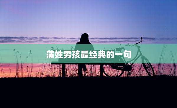 蒲姓男孩最经典的一句