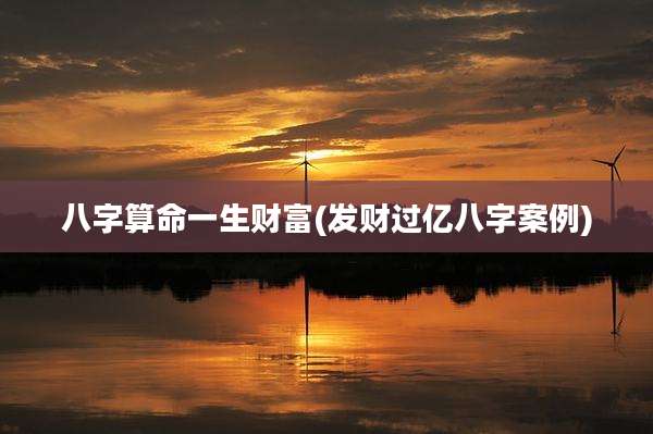 八字算命一生财富(发财过亿八字案例)