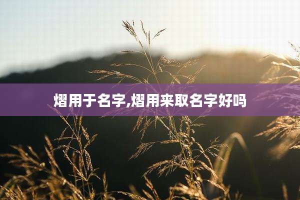熠用于名字,熠用来取名字好吗