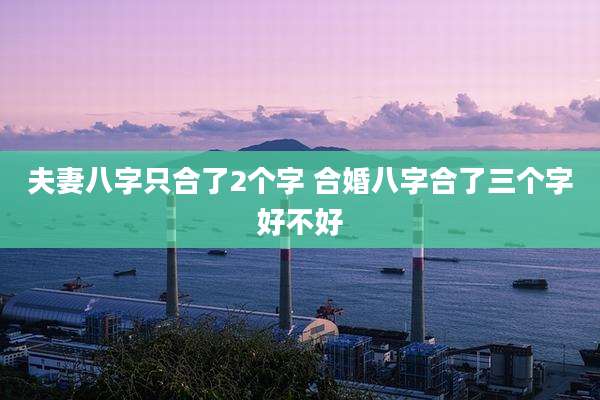 夫妻八字只合了2个字 合婚八字合了三个字好不好