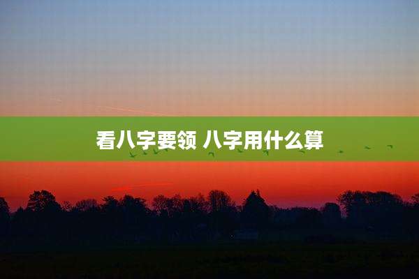 看八字要领 八字用什么算