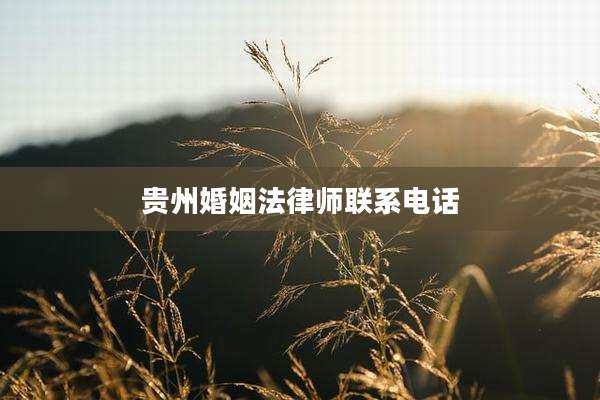 贵州婚姻法律师联系电话