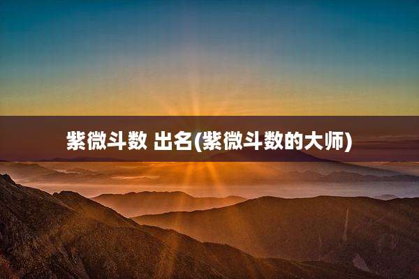 紫微斗数 出名(紫微斗数的大师)