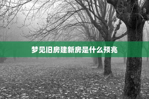 梦见旧房建新房是什么预兆