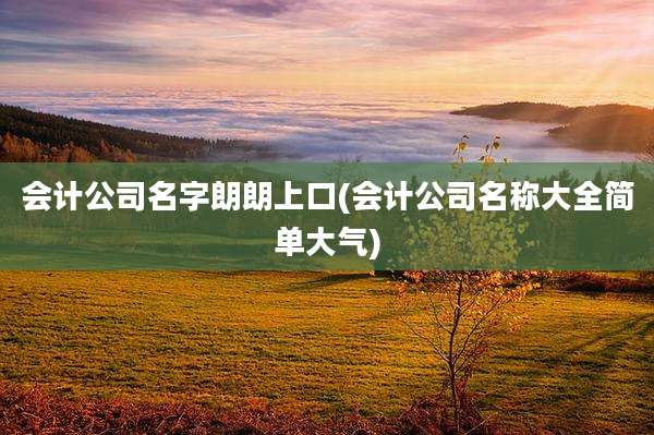 会计公司名字朗朗上口(会计公司名称大全简单大气)