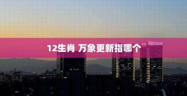 12生肖 万象更新指哪个