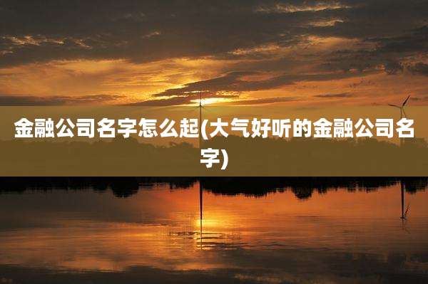 金融公司名字怎么起(大气好听的金融公司名字)