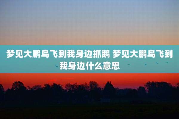 梦见大鹏鸟飞到我身边抓鹅 梦见大鹏鸟飞到我身边什么意思