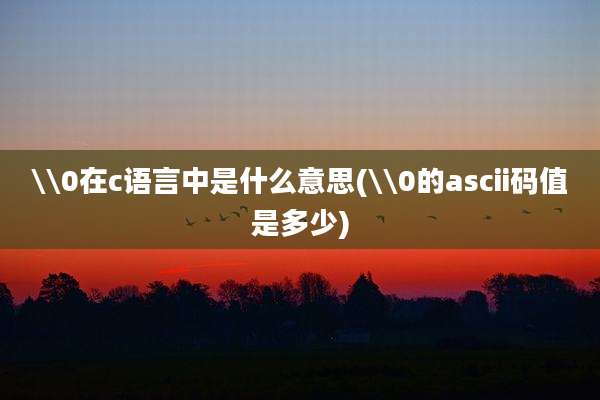 \\0在c语言中是什么意思(\\0的ascii码值是多少)