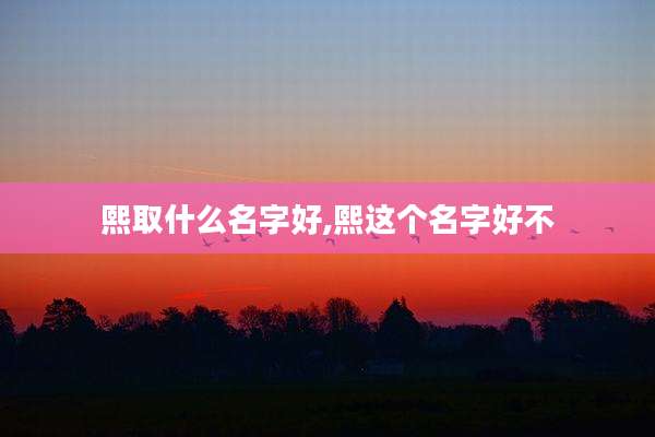 熙取什么名字好,熙这个名字好不