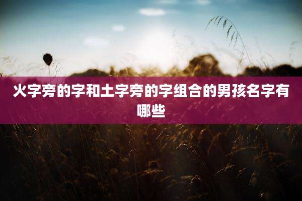 火字旁的字和土字旁的字组合的男孩名字有哪些