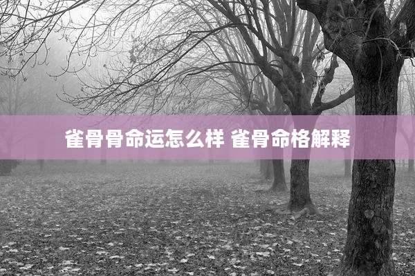 雀骨骨命运怎么样 雀骨命格解释