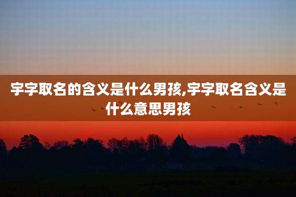 宇字取名的含义是什么男孩,宇字取名含义是什么意思男孩