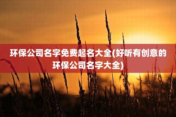 环保公司名字免费起名大全(好听有创意的环保公司名字大全)