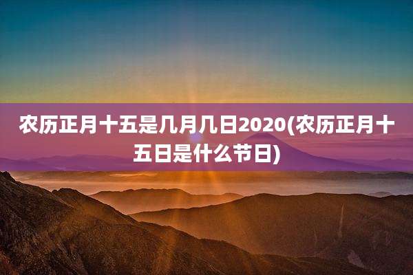 农历正月十五是几月几日2020(农历正月十五日是什么节日)