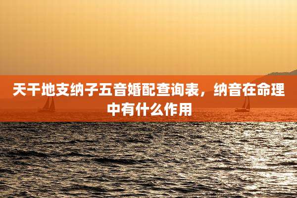 天干地支纳子五音婚配查询表,纳音在命理中有什么作用