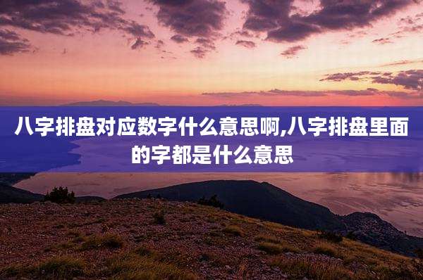 八字排盘对应数字什么意思啊,八字排盘里面的字都是什么意思