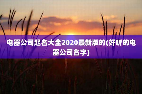 电器公司起名大全2020最新版的(好听的电器公司名字)