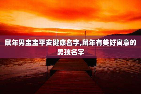 鼠年男宝宝平安健康名字,鼠年有美好寓意的男孩名字