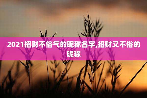 2021招财不俗气的昵称名字,招财又不俗的昵称