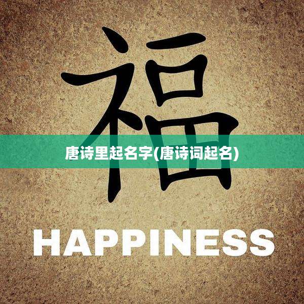 唐诗里起名字(唐诗词起名)