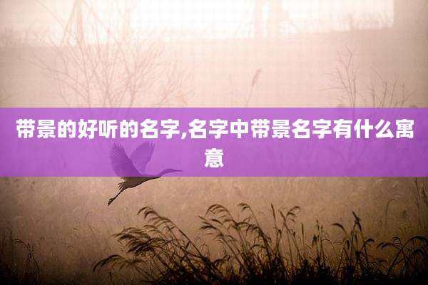 带景的好听的名字,名字中带景名字有什么寓意