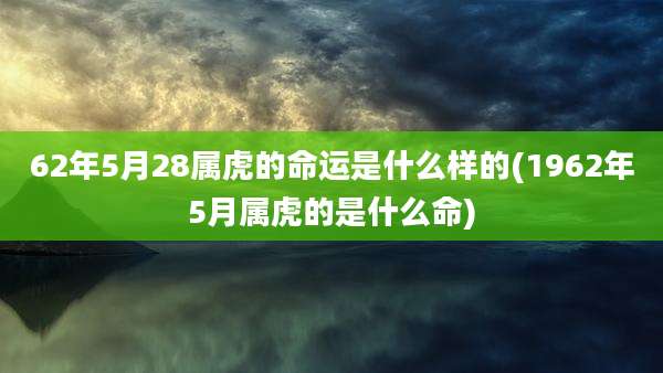 62年5月28属虎的命运是什么样的(1962年5月属虎的是什么命)