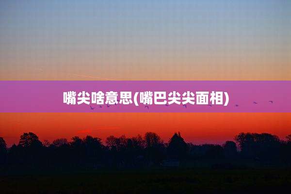 嘴尖啥意思(嘴巴尖尖面相)