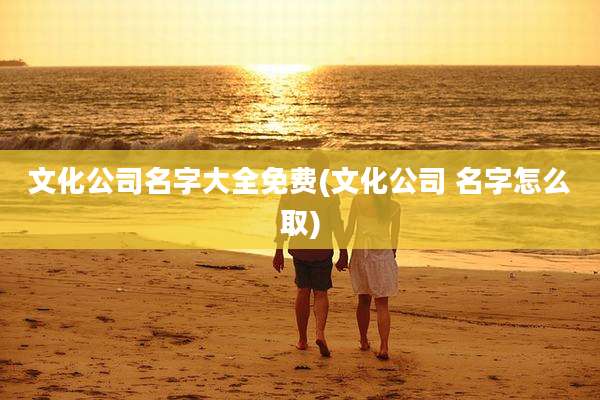 文化公司名字大全免费(文化公司 名字怎么取)