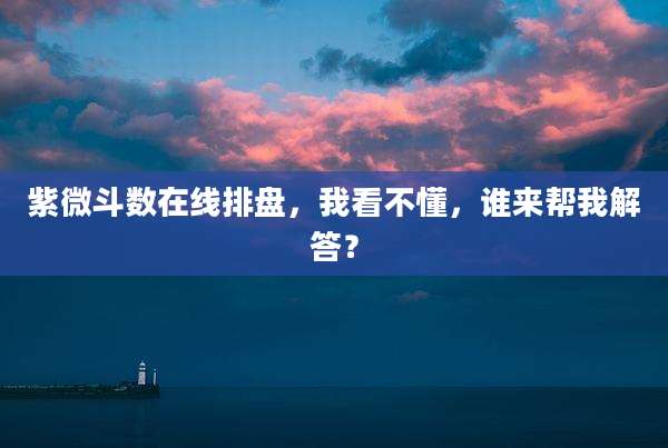 紫微斗数在线排盘,我看不懂,谁来帮我解答?