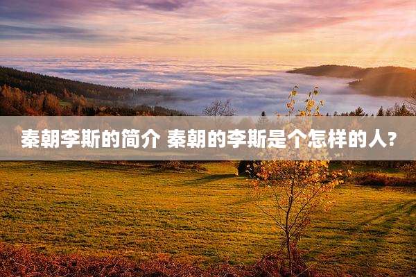 秦朝李斯的简介 秦朝的李斯是个怎样的人?