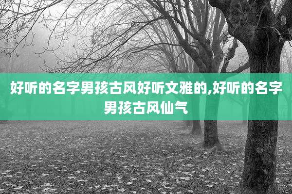 好听的名字男孩古风好听文雅的,好听的名字男孩古风仙气