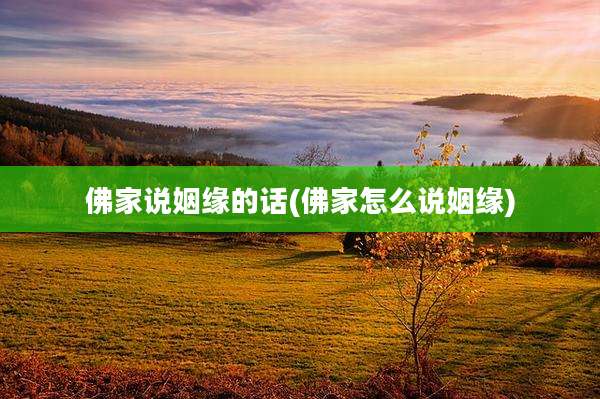 佛家说姻缘的话(佛家怎么说姻缘)