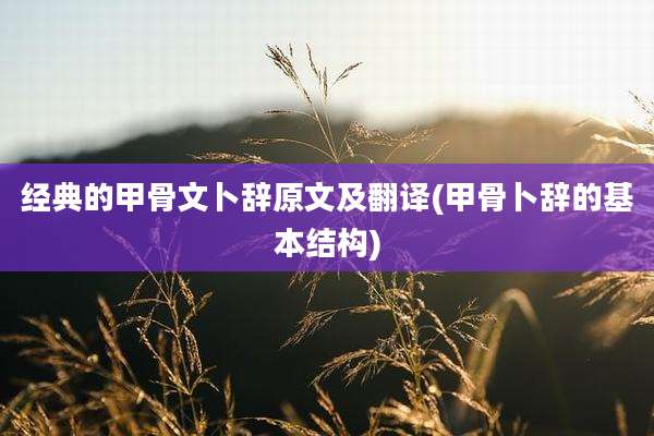 经典的甲骨文卜辞原文及翻译(甲骨卜辞的基本结构)
