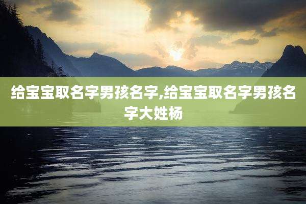 给宝宝取名字男孩名字,给宝宝取名字男孩名字大姓杨