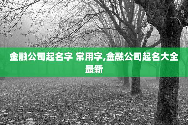 金融公司起名字 常用字,金融公司起名大全最新