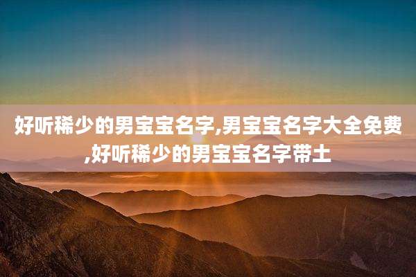 好听稀少的男宝宝名字,男宝宝名字大全免费,好听稀少的男宝宝名字带土