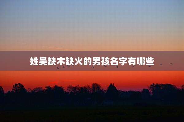 姓吴缺木缺火的男孩名字有哪些