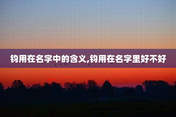 钧用在名字中的含义,钧用在名字里好不好
