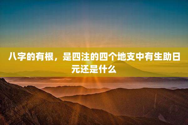 八字的有根,是四注的四个地支中有生助日元还是什么