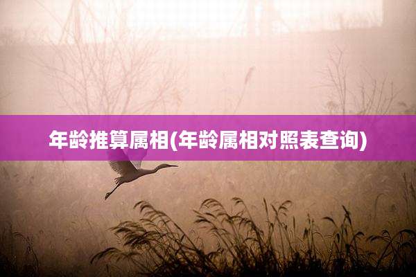 年龄推算属相(年龄属相对照表查询)