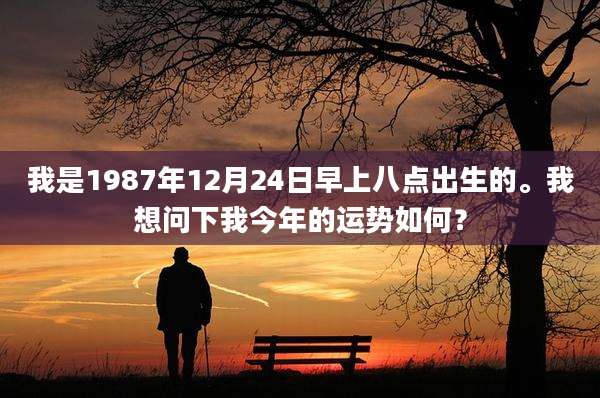 我是1987年12月24日早上八点出生的。我想问下我今年的运势如何?