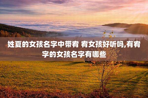 姓夏的女孩名字中带宥 宥女孩好听吗,有宥字的女孩名字有哪些