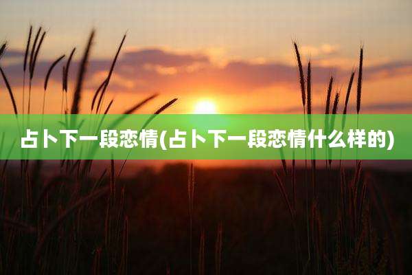 占卜下一段恋情(占卜下一段恋情什么样的)